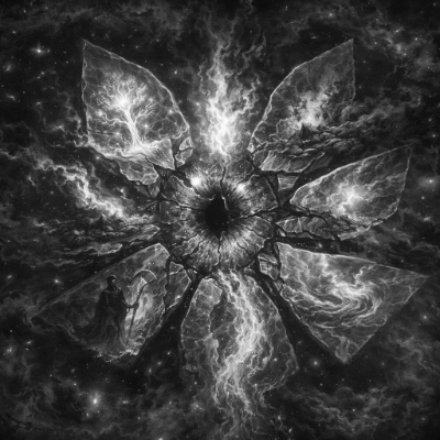 The Elements of Creation, six rays around a dark centre